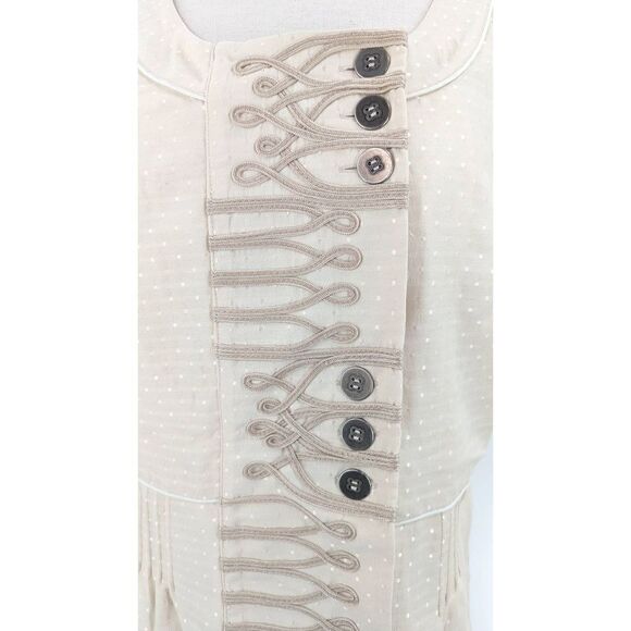 Floreat Women Cream Pleated Crew Neck Placket Jacket Size 12 - Picture 9 of 14